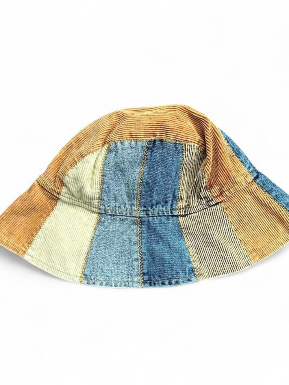 Y2K Patchwork Denim Corduroy Bucket Hat